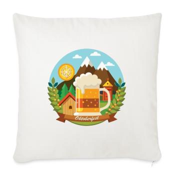 German Beer Alps Mountain Vector Emblem - Throw Pillow Cover 17.5” x 17.5” - natural white - Front