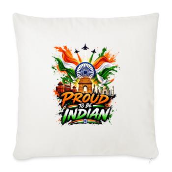 Fiers d’être indiens : drapeau et monuments - Housse de coussin décorative - blanc nature - Devant