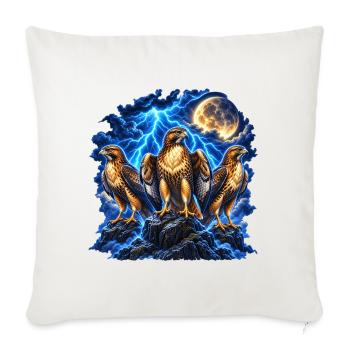 Storm Hawks of Night Rock - Throw Pillow Cover 17.5” x 17.5” - natural white - Front