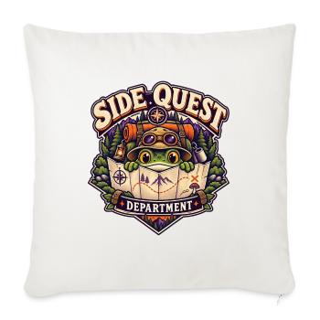 Side Quest Explorer Frog - Throw Pillow Cover 17.5” x 17.5” - natural white - Front