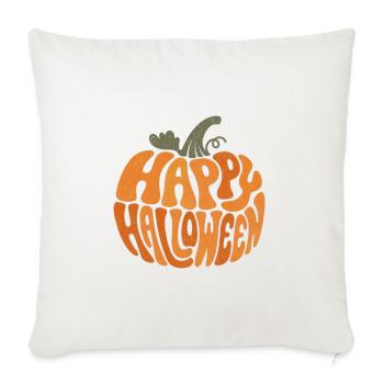 Groovy Happy Halloween Pumpkin - Throw Pillow Cover 17.5” x 17.5” - natural white - Front