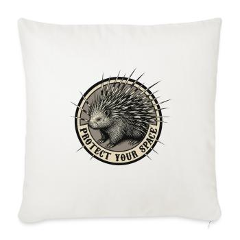 Protect Your Space Hedgehog - Throw Pillow Cover 17.5” x 17.5” - natural white - Front