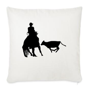 Cutting Horse & Rider Silhouette - Throw Pillow Cover 17.5” x 17.5” - natural white - Front