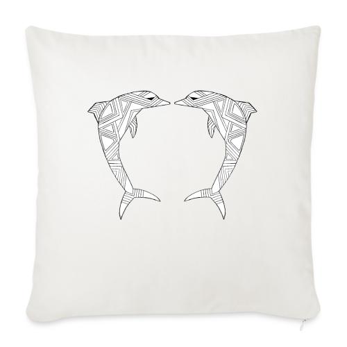 White Art Deco dolphins - Throw Pillow Cover 17.5” x 17.5”