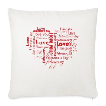 Valentine's Day - Throw Pillow Cover 17.5” x 17.5” - natural white - Front
