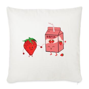 Strawberry Milk - Throw Pillow Cover 17.5” x 17.5” - natural white - Front