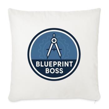 Blueprint Boss Emblem - Throw Pillow Cover 17.5” x 17.5” - natural white - Front
