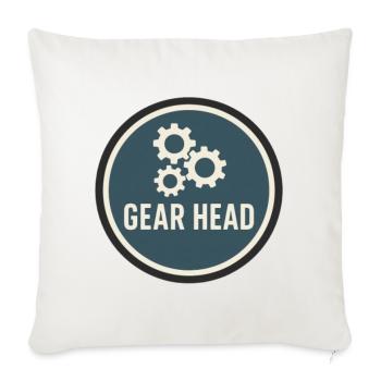 Gear Head Logo Gears Circle - Throw Pillow Cover 17.5” x 17.5” - natural white - Front