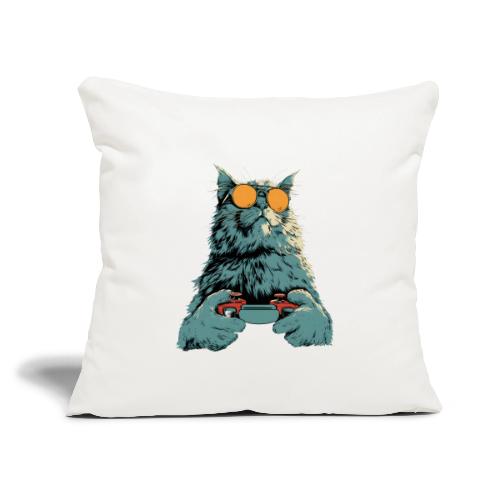 Cat: Fluff Mode On - Throw Pillow Cover 17.5” x 17.5”