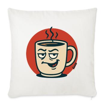 Sleepy Smirk Coffee Mug - Throw Pillow Cover 17.5” x 17.5” - natural white - Front