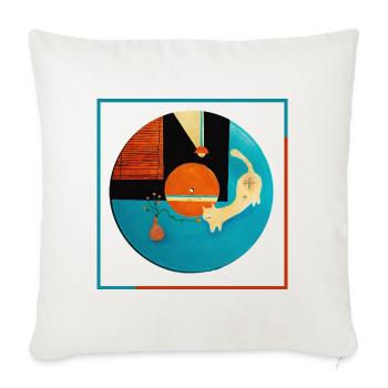 Abstract Cat Orbit Circle - Throw Pillow Cover 17.5” x 17.5” - natural white - Front