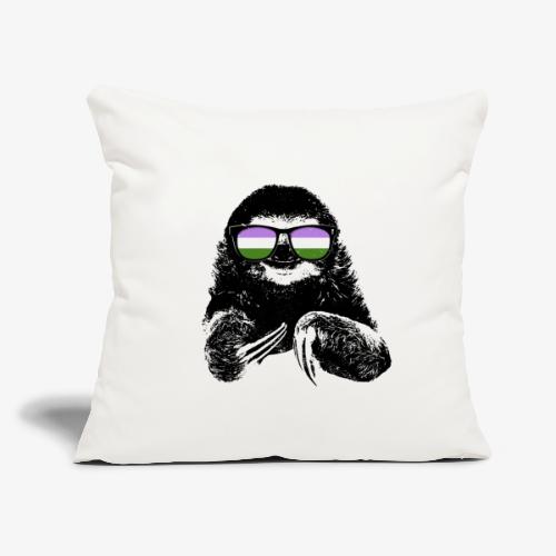 Pride Sloth Genderqueer Flag Sunglasses - Throw Pillow Cover 17.5” x 17.5”