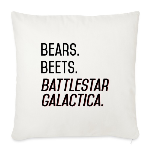 Bears. Beets. Battlestar Galactica. (Black & Red) - Throw Pillow Cover 17.5” x 17.5”