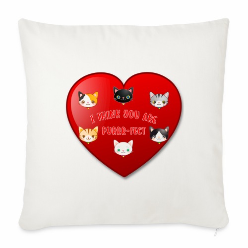 St Valentine Day Purr-fect Heart Alley Cat Pet Pun - Throw Pillow Cover 17.5” x 17.5”
