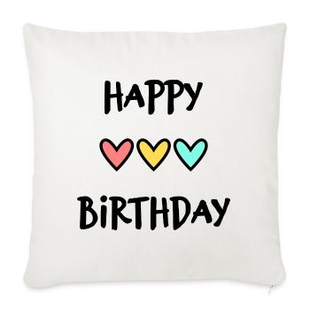 happy birthday - Throw Pillow Cover 17.5” x 17.5” - natural white - Front