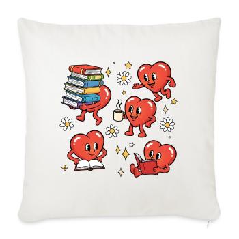 Love at First Page - Throw Pillow Cover 17.5” x 17.5” - natural white - Front