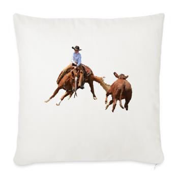 Cutting Horse: Youth - Throw Pillow Cover 17.5” x 17.5” - natural white - Front