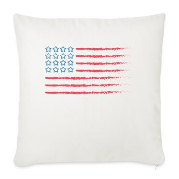 America Flag Happy 4th of July - Throw Pillow Cover 17.5” x 17.5” - natural white - Front