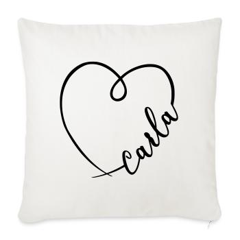 Carla Name Heart Calligraphy - Throw Pillow Cover 17.5” x 17.5” - natural white - Front