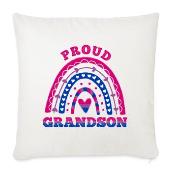 Proud Grandson Bisexual Rainbow - Throw Pillow Cover 17.5” x 17.5” - natural white - Front