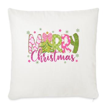 Merry Christmas, Christmas Retro - Throw Pillow Cover 17.5” x 17.5” - natural white - Front