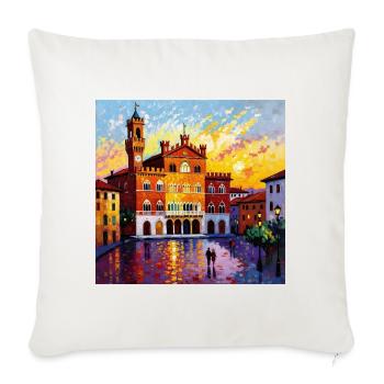 Vibrant Town Hall Sunset - Throw Pillow Cover 17.5” x 17.5” - natural white - Front