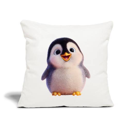 Joyful Baby Penguin - Throw Pillow Cover 17.5” x 17.5”