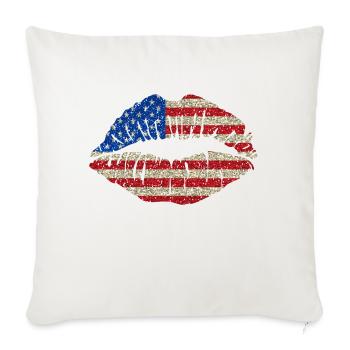 drapeau américain lèvres glitter USA patriotique patriot - Housse de coussin décorative - blanc nature - Devant