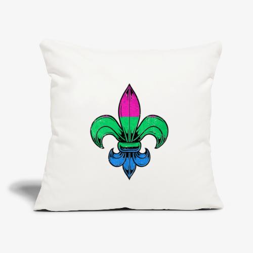 Polysexual Pride Flag Fleur de Lis TShirt - Throw Pillow Cover 17.5” x 17.5”