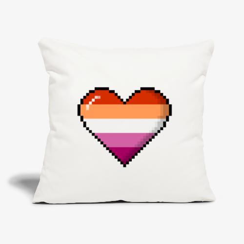 Lesbian Pride 8Bit Pixel Heart - Throw Pillow Cover 17.5” x 17.5”