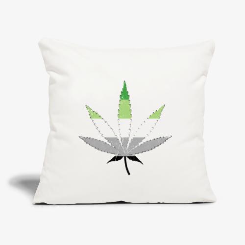 Distressed Aromantic Pride Flag Marijuana Pot Leaf - Throw Pillow Cover 17.5” x 17.5”