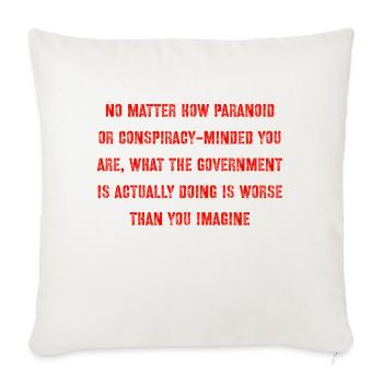 conspiracy Minded - Throw Pillow Cover 17.5” x 17.5” - natural white - Front