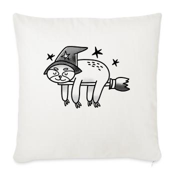 Happy sleepy Sloth Wizard - Throw Pillow Cover 17.5” x 17.5” - natural white - Front