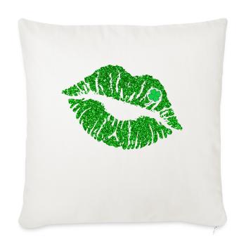 st. patrick day drawing leaf clover with cute kiss - Throw Pillow Cover 17.5” x 17.5” - natural white - Front