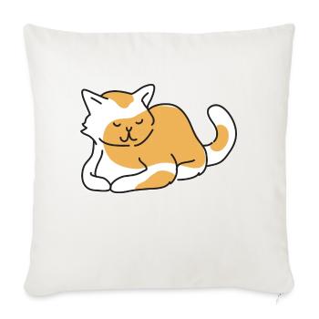 Sitting sleepy stripey cat - Throw Pillow Cover 17.5” x 17.5” - natural white - Front