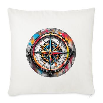 Compass / Roses / travel / Wilderness / Signpost - Throw Pillow Cover 17.5” x 17.5” - natural white - Front