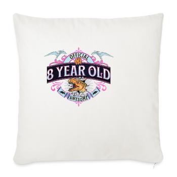 Official 8 Year Old Birthday - Jurassic Dinosaur P - Throw Pillow Cover 17.5” x 17.5” - natural white - Front