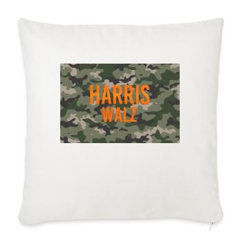 Harris Walz Camo Logo - Throw Pillow Cover 17.5” x 17.5” - natural white - Front