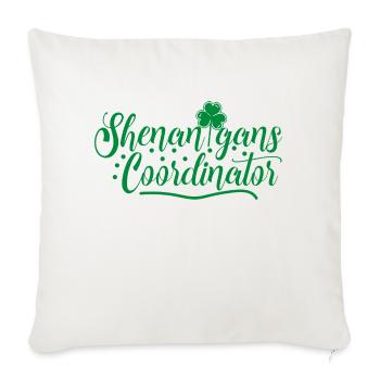 Shenanigans Coordinator Shamrock Clover - Throw Pillow Cover 17.5” x 17.5” - natural white - Front