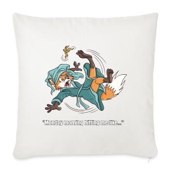 Funny Monday Morning Fox Falling - - Throw Pillow Cover 17.5” x 17.5” - natural white - Front