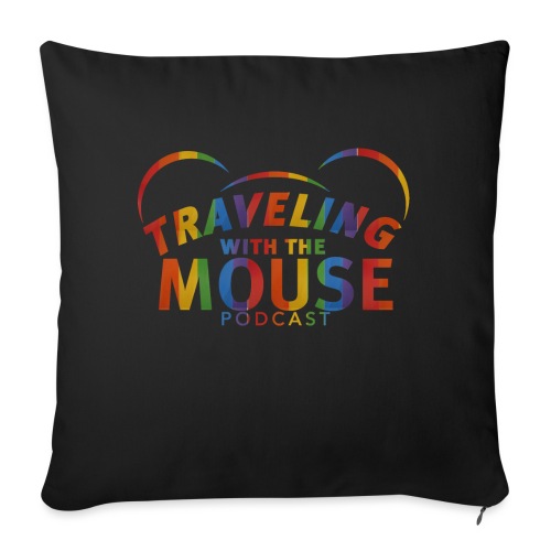 TravelingWithTheMouse logo transparent Rainbow Cr - Throw Pillow Cover 17.5” x 17.5”