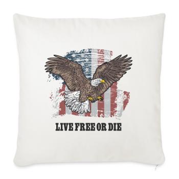 Live Free or Die - Bald Eagle - Grunge American Fl - Throw Pillow Cover 17.5” x 17.5” - natural white - Front