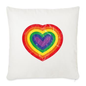 Pride Concentric Vintage Heart - Throw Pillow Cover 17.5” x 17.5” - natural white - Front