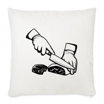 Cutting Meat - Throw Pillow Cover 17.5” x 17.5” - natural white - Front