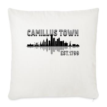Camillus Town New York - Throw Pillow Cover 17.5” x 17.5” - natural white - Front