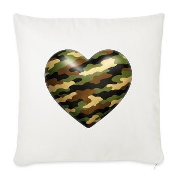Camo Heart - Throw Pillow Cover 17.5” x 17.5” - natural white - Front