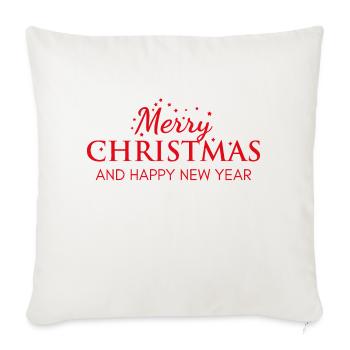 Merry Christmas And Happy New Year - Throw Pillow Cover 17.5” x 17.5” - natural white - Front