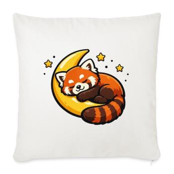 Moonlit Red Panda Snuggle - Throw Pillow Cover 17.5” x 17.5” - natural white - Front
