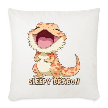 Sleepy Dragon Laugh - Throw Pillow Cover 17.5” x 17.5” - natural white - Front