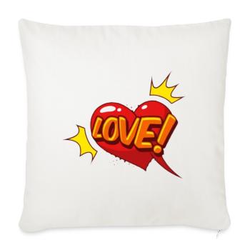 Comic Heart Love Burst - Throw Pillow Cover 17.5” x 17.5” - natural white - Front